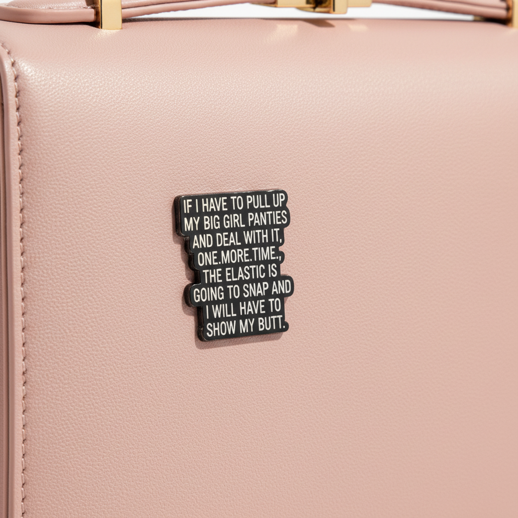 If I have to pull up my big girl panties and deal with it enamel pin attached to purse alternative brooch accessory for bags and personal style