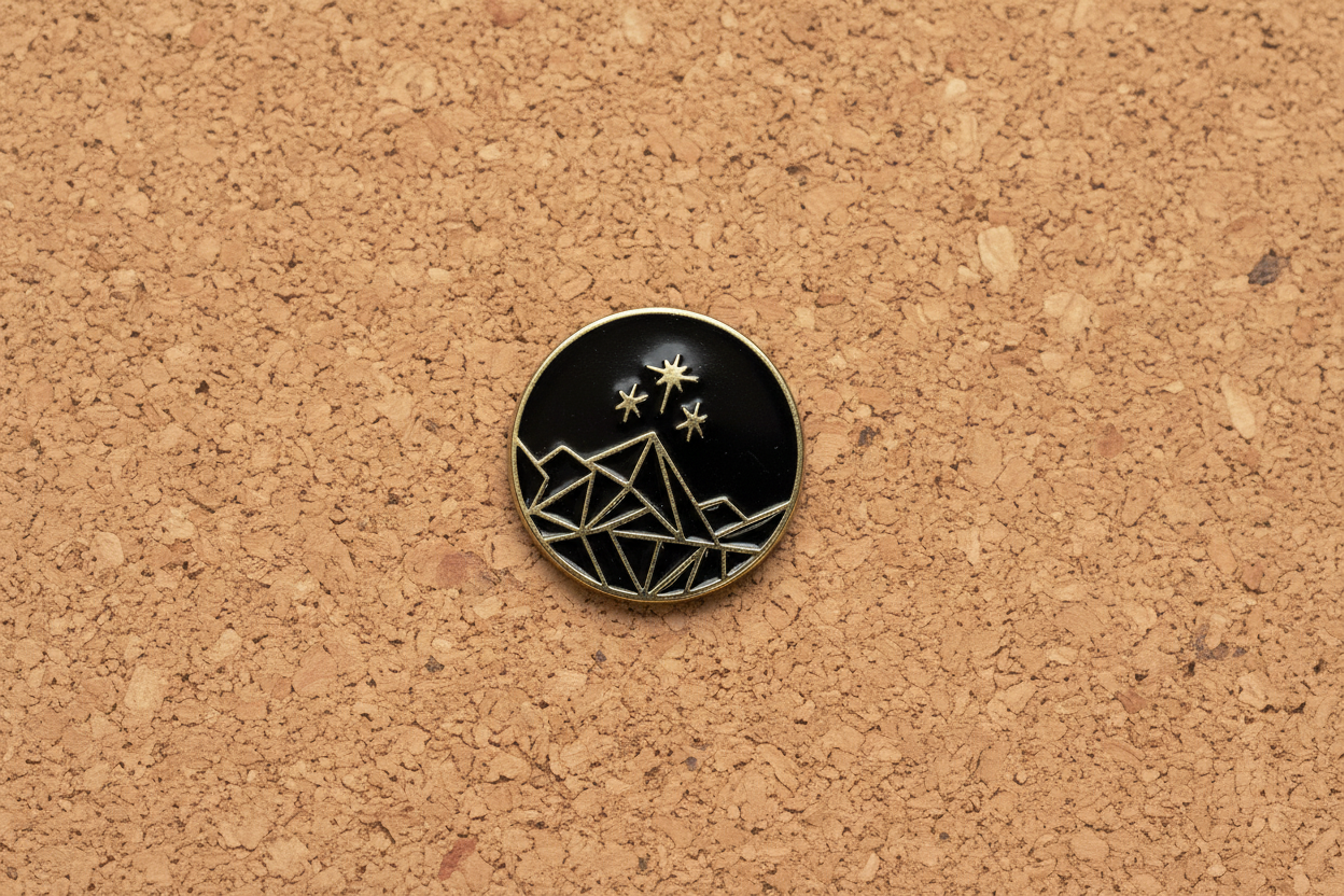 Remiel Mountain Enamel Pin- ACOTAR Inspired Night Court Pin- Black & Gold Fantasy Romance Accessory