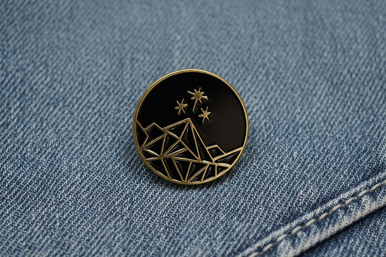 Remiel Mountain Enamel Pin- ACOTAR Inspired Night Court Pin- Black & Gold Fantasy Romance Accessory
