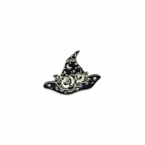 black and gold witch hat enamel pin Halloween gift for witchy lovers