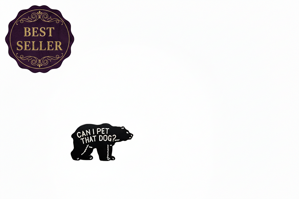 Can I Pet That Dog Meme Enamel Pin - Funny Bear Meme Pin,  Internet Humor Animal Pin, Cute Lapel Pin