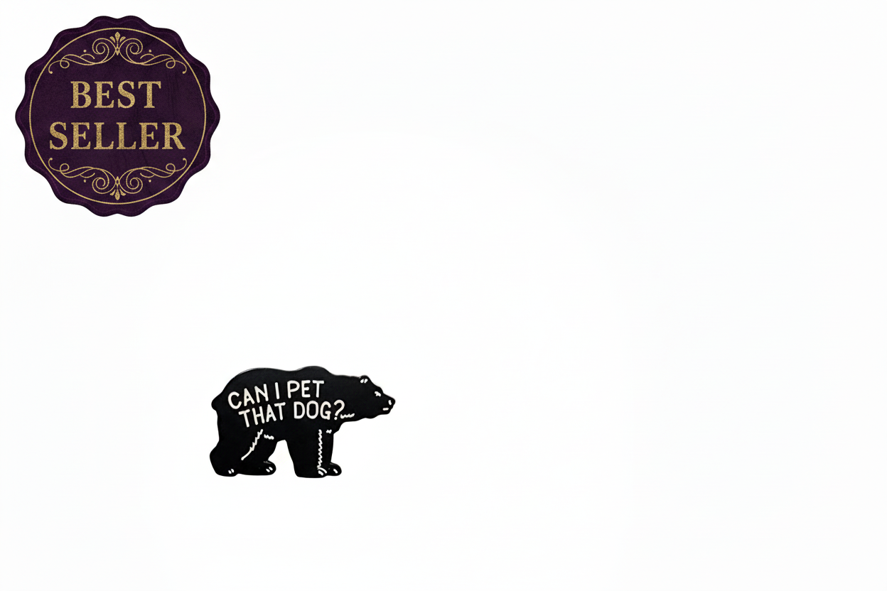 Can I Pet That Dog Meme Enamel Pin - Funny Bear Meme Pin,  Internet Humor Animal Pin, Cute Lapel Pin