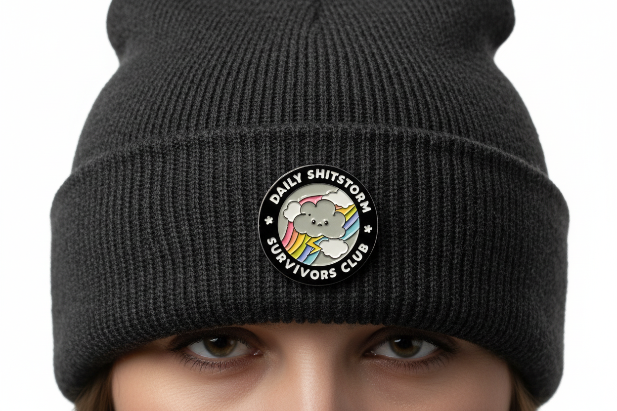Daily Sh*tstorm Survivors Club Enamel Pin - Funny Office Humor Pin, Sarcastic Coworker Gift, Work Humor Lapel Pin