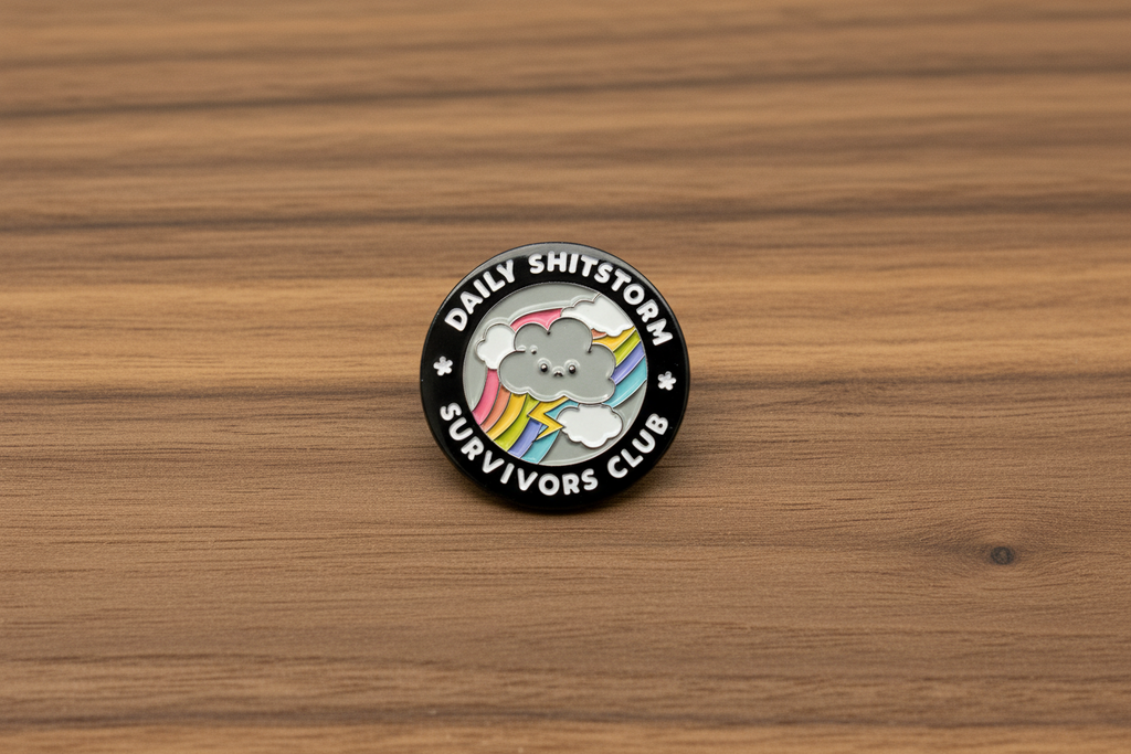 Daily Sh*tstorm Survivors Club Enamel Pin - Funny Office Humor Pin, Sarcastic Coworker Gift, Work Humor Lapel Pin