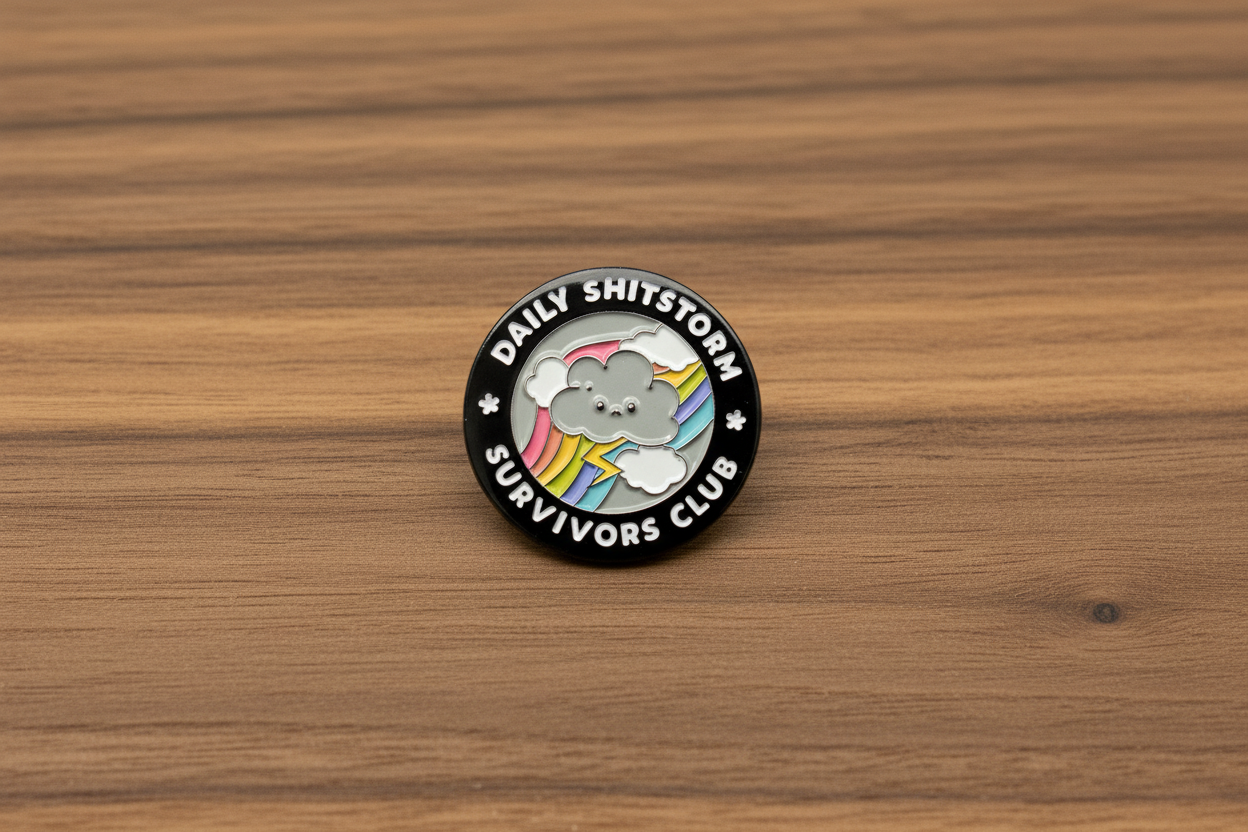Daily Sh*tstorm Survivors Club Enamel Pin - Funny Office Humor Pin, Sarcastic Coworker Gift, Work Humor Lapel Pin