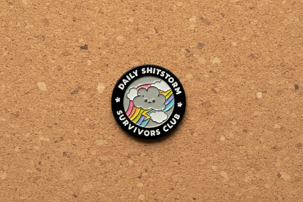 Daily Sh*tstorm Survivors Club Enamel Pin - Funny Office Humor Pin, Sarcastic Coworker Gift, Work Humor Lapel Pin