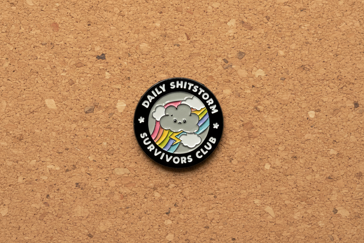 Daily Sh*tstorm Survivors Club Enamel Pin - Funny Office Humor Pin, Sarcastic Coworker Gift, Work Humor Lapel Pin