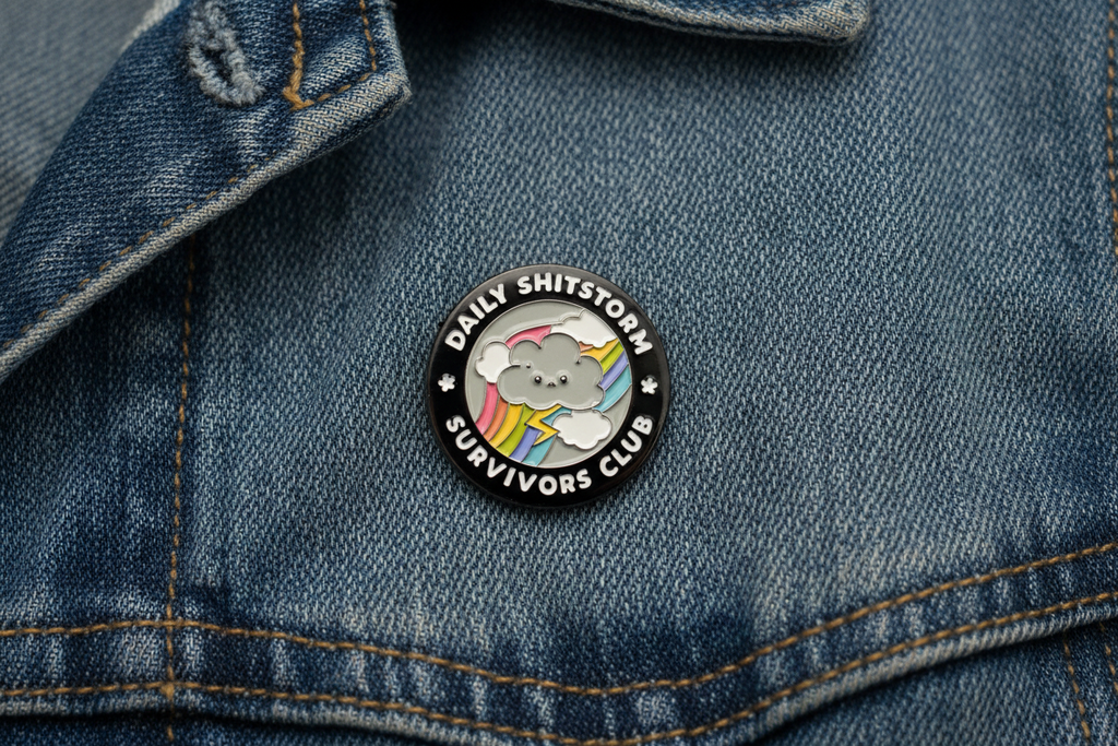 Daily Sh*tstorm Survivors Club Enamel Pin - Funny Office Humor Pin, Sarcastic Coworker Gift, Work Humor Lapel Pin