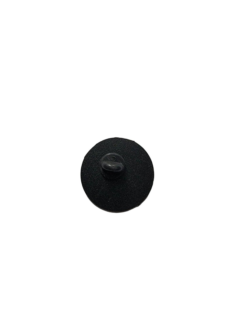 Black circular object on a white background