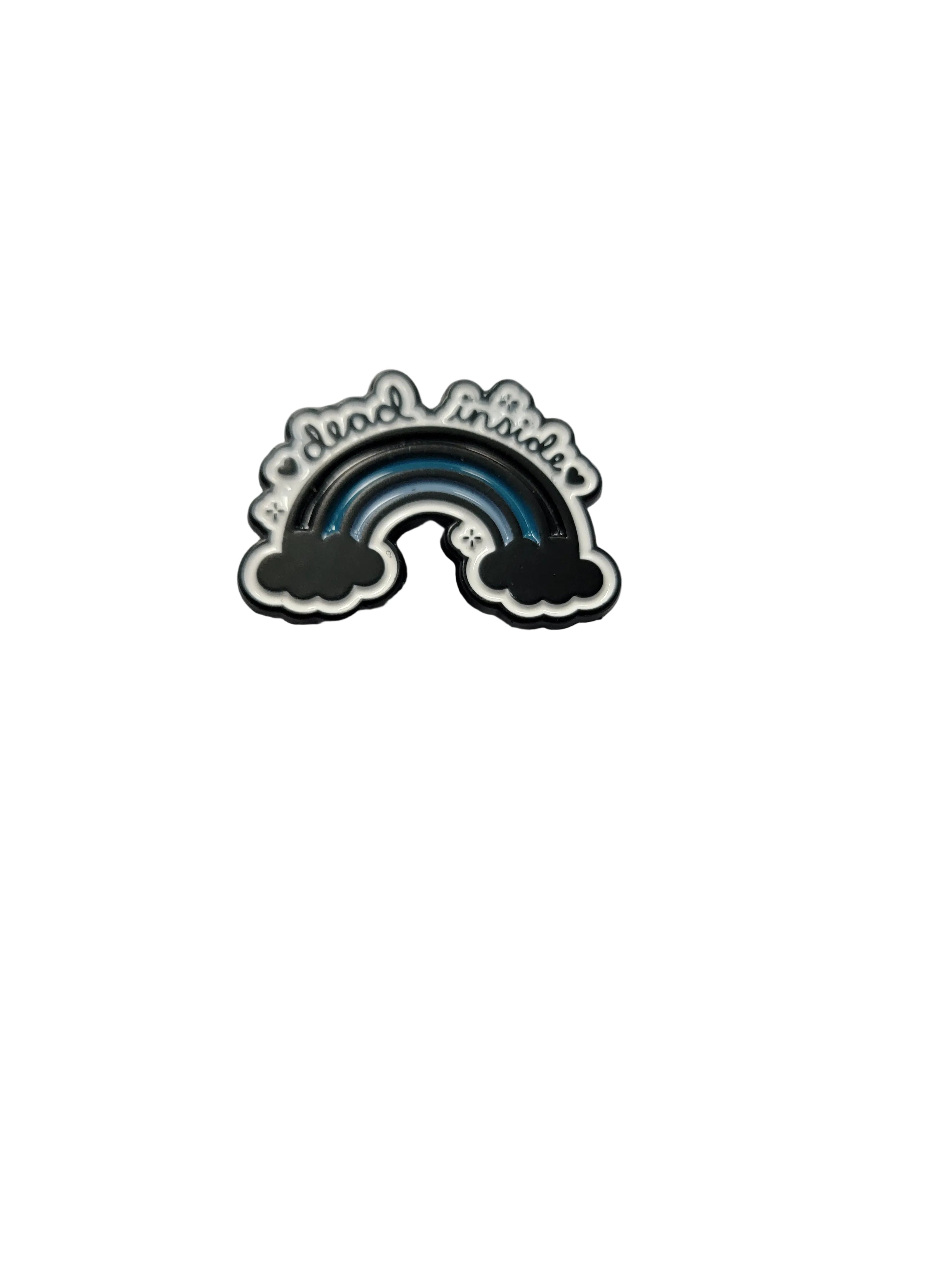 dead inside enamel pin , featuring rainbow design, funny gift for jackets and bags