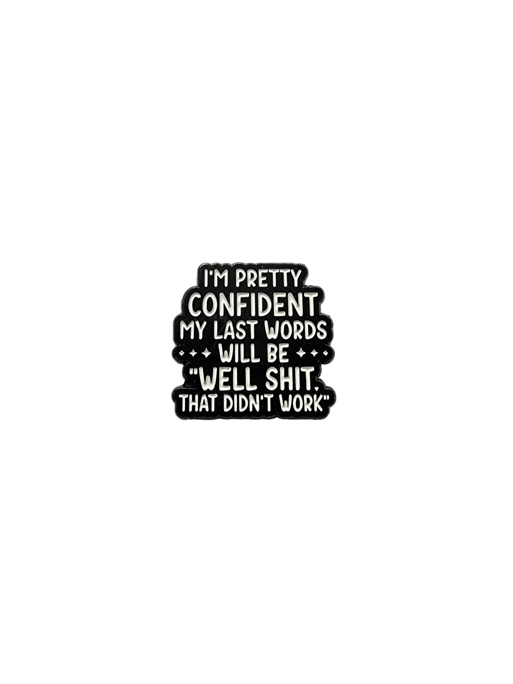 Black and white text badge on a gray background