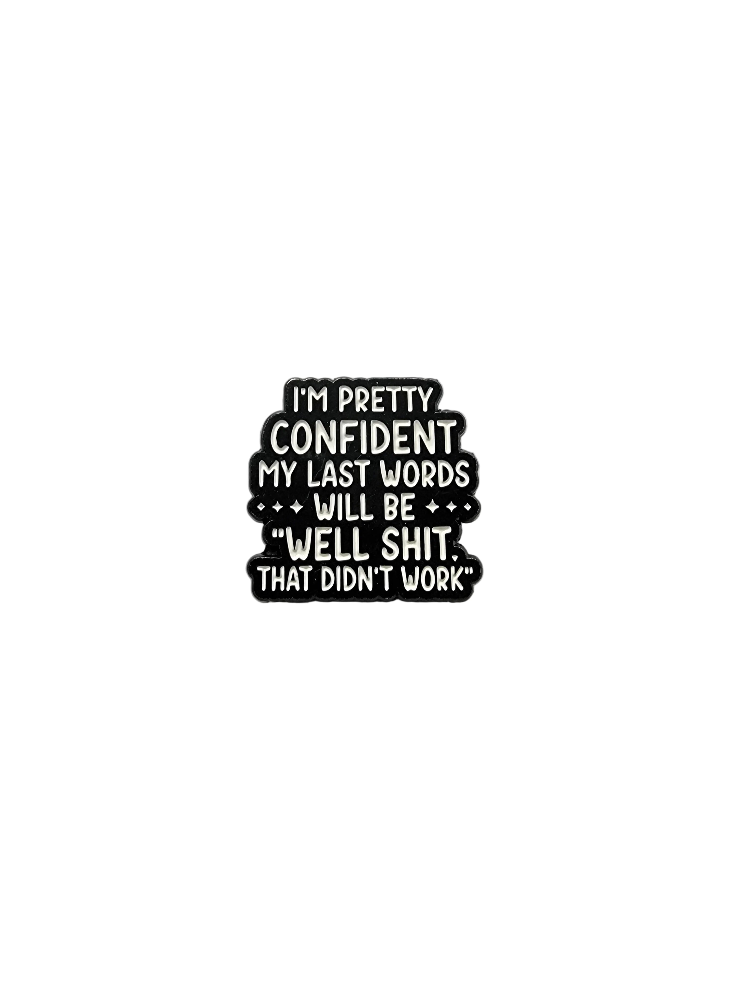 Black and white text badge on a gray background