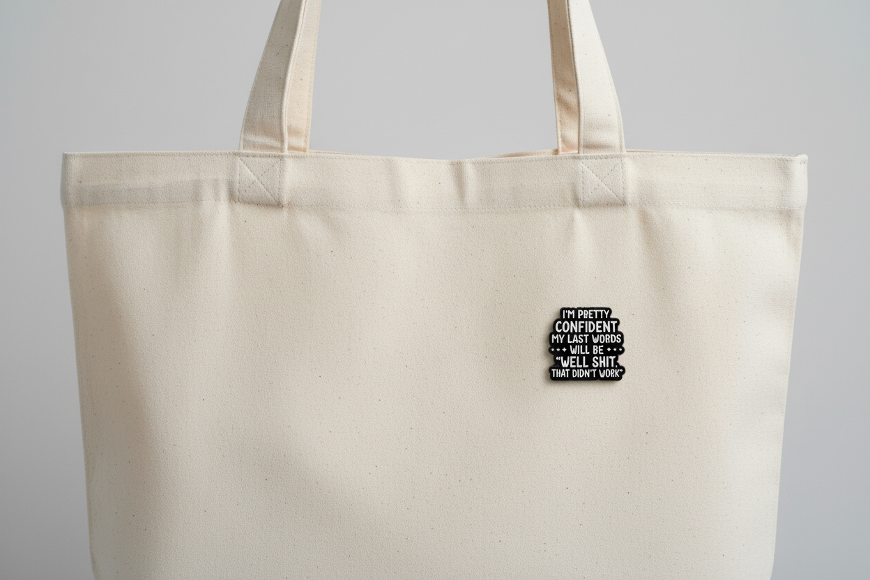 I'm Pretty Confident My Last Words Will Be Well Shit That Didn't Work Enamel Pin - Funny Meme Pin, Coworker Gift, Lapel Backpack Pin