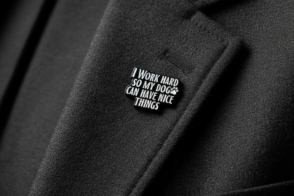 I Work Hard so My Dog Can Have Nice Things Enamel Pin - Pet Owner Pin, Dog Mom Gift, Lapel and Bookbag Pin