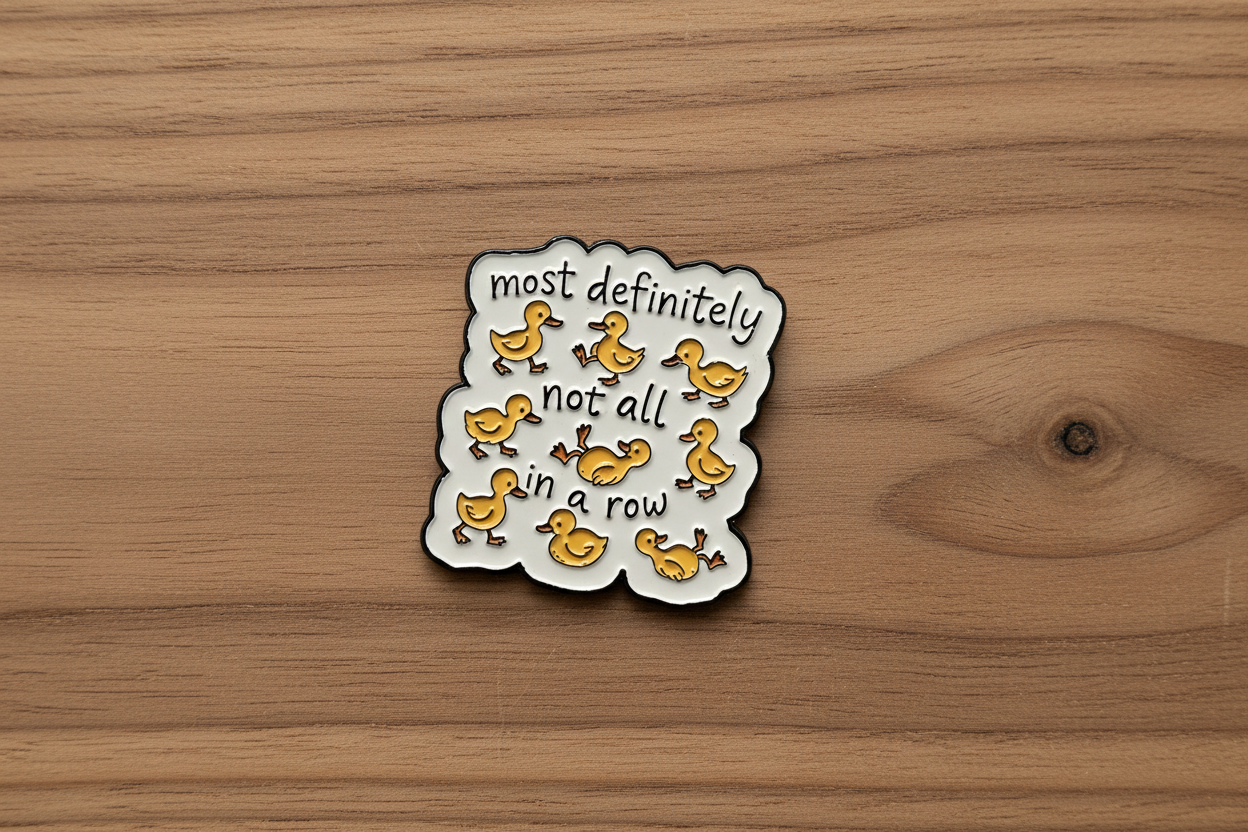 Most Definitely Not All In A Row Duck Enamel Pin - Cute Animal Pin, Coworker Gift, Lapel and Bookbag Pin