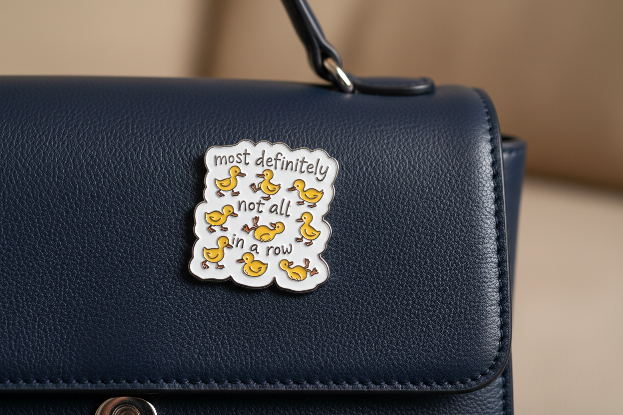 Most Definitely Not All In A Row Duck Enamel Pin - Cute Animal Pin, Coworker Gift, Lapel and Bookbag Pin
