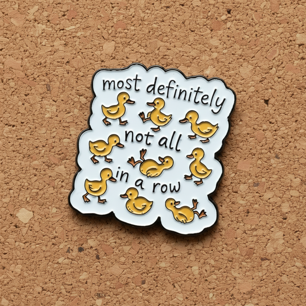 Most definitely not all in a row enamel pin displayed on cork board animal enamel pin for collectors and display
