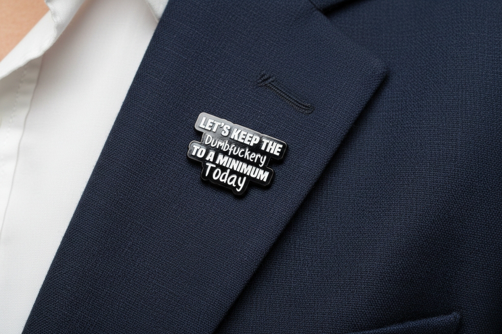 Let's Keep The Dumbfuckery To A Minimum Today Enamel Pin - Funny Meme Pin, Coworker Gift, Lapel and Bookbag Enamel Pin