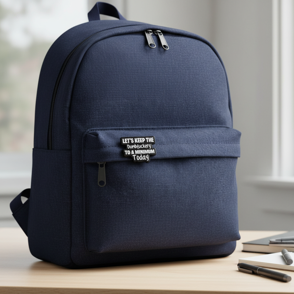 Let's keep the dumbfuckery to a minium today enamel pin on backpack sarcastic accessory for customizing bags and school gear