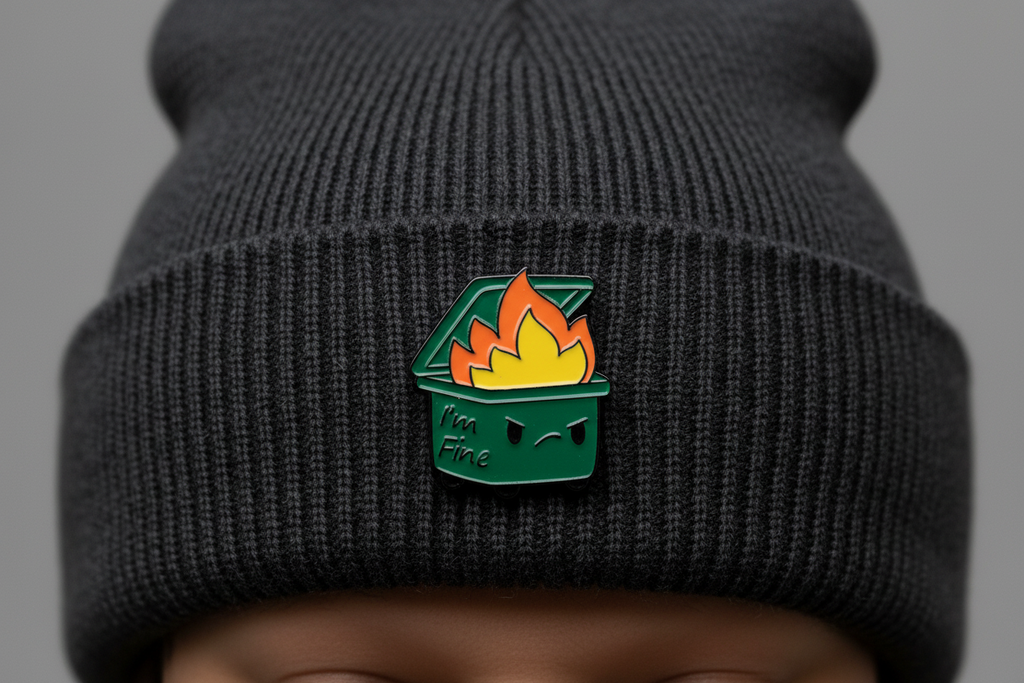 Dumpster Fire Enamel Pin - Funny Meme Humor, Coworker Gift, Lapel and Bookbag Pin