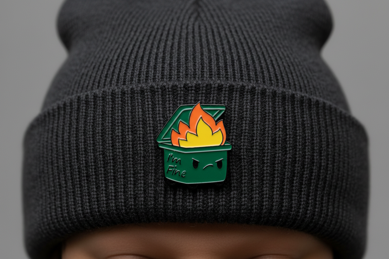 Dumpster Fire Enamel Pin - Funny Meme Humor, Coworker Gift, Lapel and Bookbag Pin