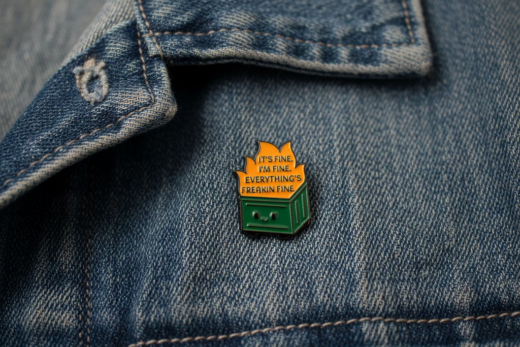 Dumpster Fire Enamel Pin - Funny Meme Humor, Coworker Gift, Lapel and Bookbag Pin
