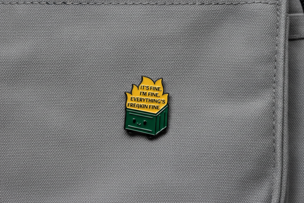 Dumpster Fire Enamel Pin - Funny Meme Humor, Coworker Gift, Lapel and Bookbag Pin