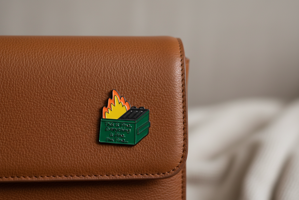 Dumpster Fire Enamel Pin - Funny Meme Humor, Coworker Gift, Lapel and Bookbag Pin