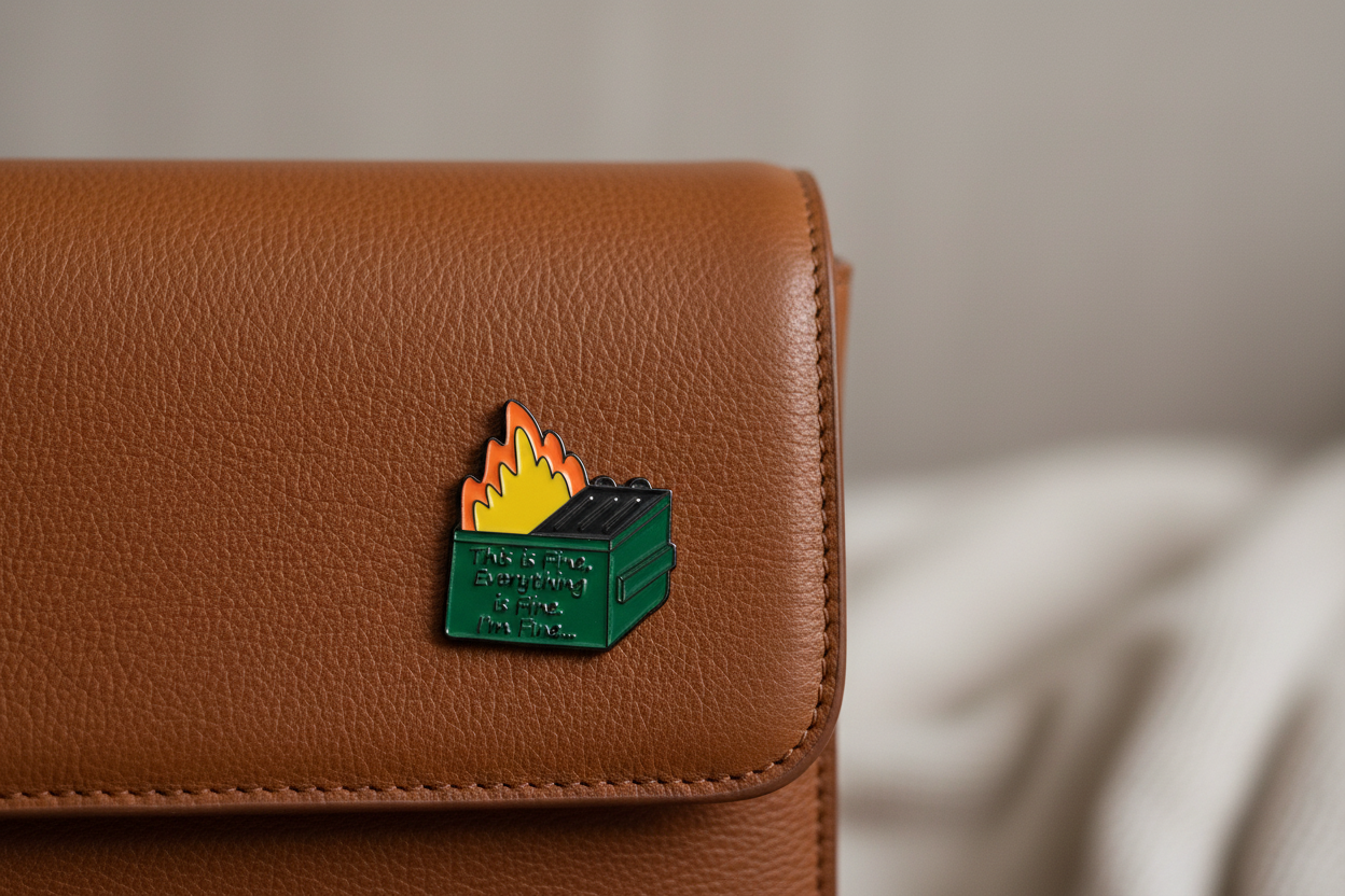 Dumpster Fire Enamel Pin - Funny Meme Humor, Coworker Gift, Lapel and Bookbag Pin