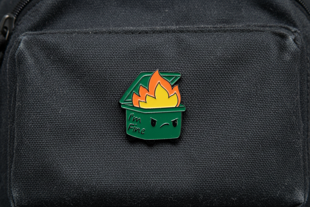 Dumpster Fire Enamel Pin - Funny Meme Humor, Coworker Gift, Lapel and Bookbag Pin