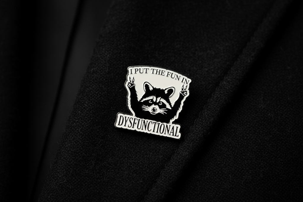 I Put the Fun In Dysfunctional Enamel Pin - Funny Enamel Pin, Mental Health Gift, Lapels and Bookbag Pin
