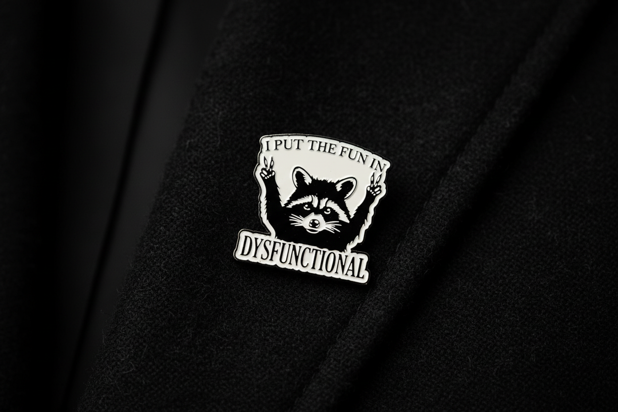 I Put the Fun In Dysfunctional Enamel Pin - Funny Enamel Pin, Mental Health Gift, Lapels and Bookbag Pin