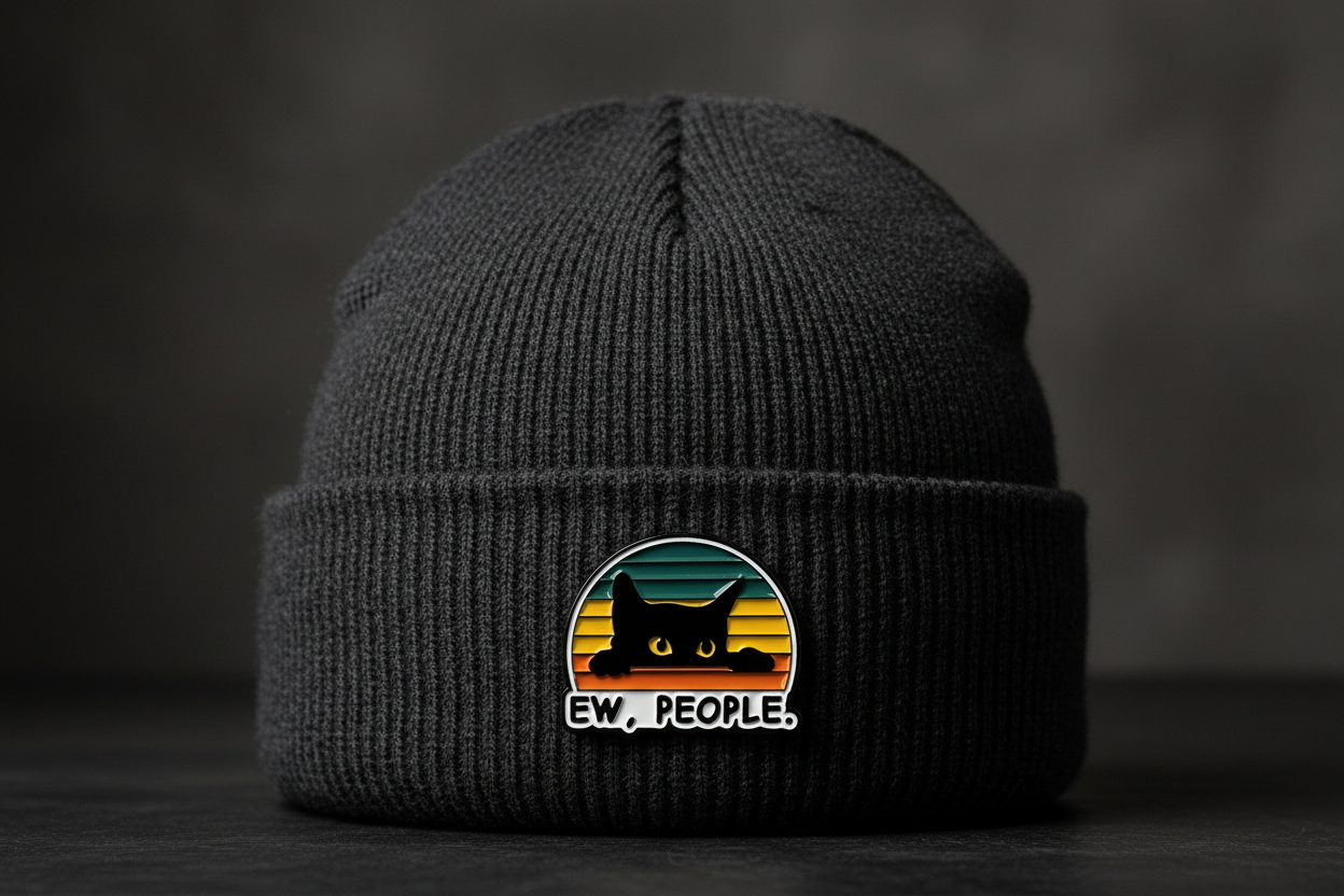 Ew People Enamel Pin, Funny Cat Pin, Introvert Gift, Bookbag and Lapel Pin