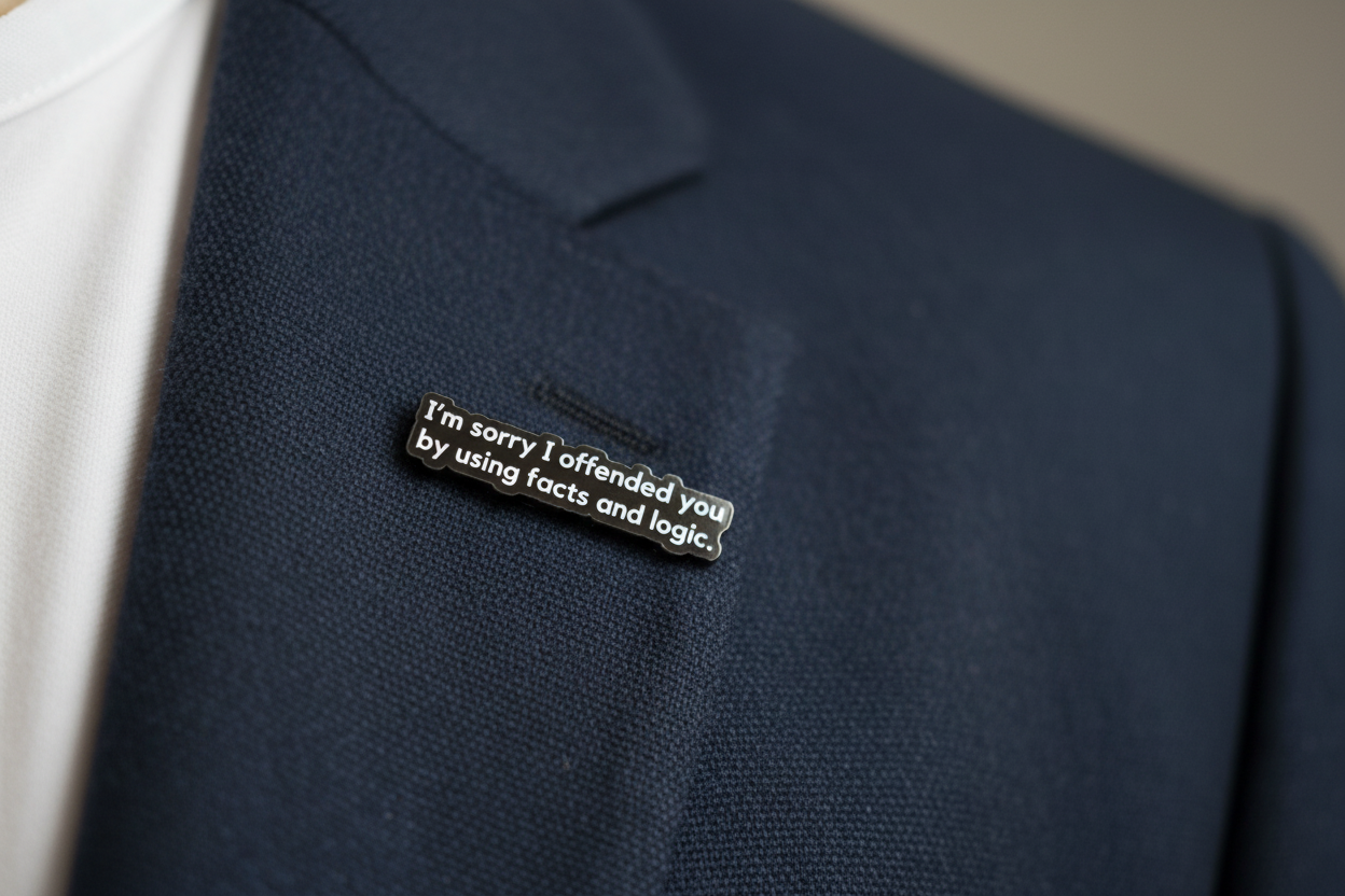 I'm Sorry I Offended You By Using Facts and Logic Enamel Pin, Sarcastic Meme Pin, Coworker Gift, Lapel and Bookbag Pin