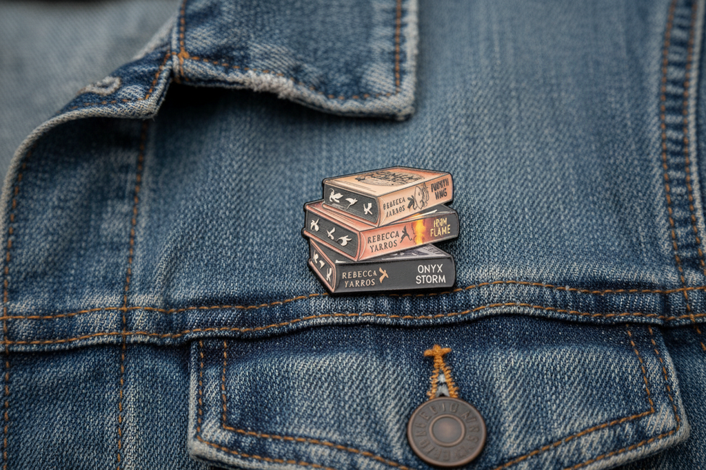 Fourth Wing Book Stack Enamel Pin - Fantasy Book Pin for BookTok Lovers, Dragon Rider Inspired Bookish Pin, Reader Gift