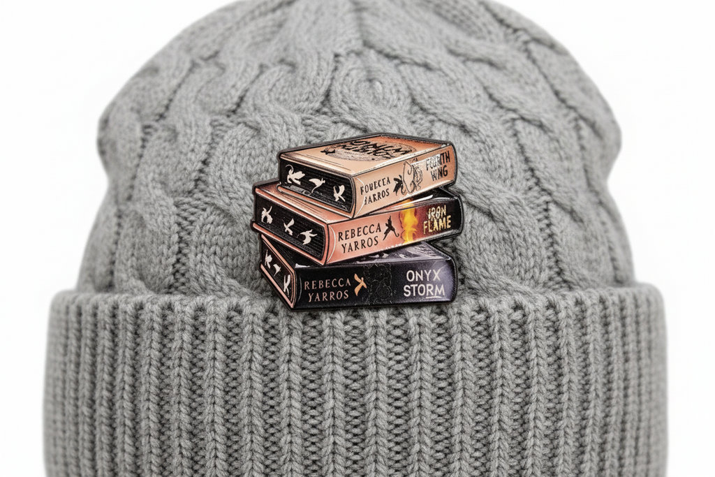 Fourth Wing Book Stack Enamel Pin - Fantasy Book Pin for BookTok Lovers, Dragon Rider Inspired Bookish Pin, Reader Gift