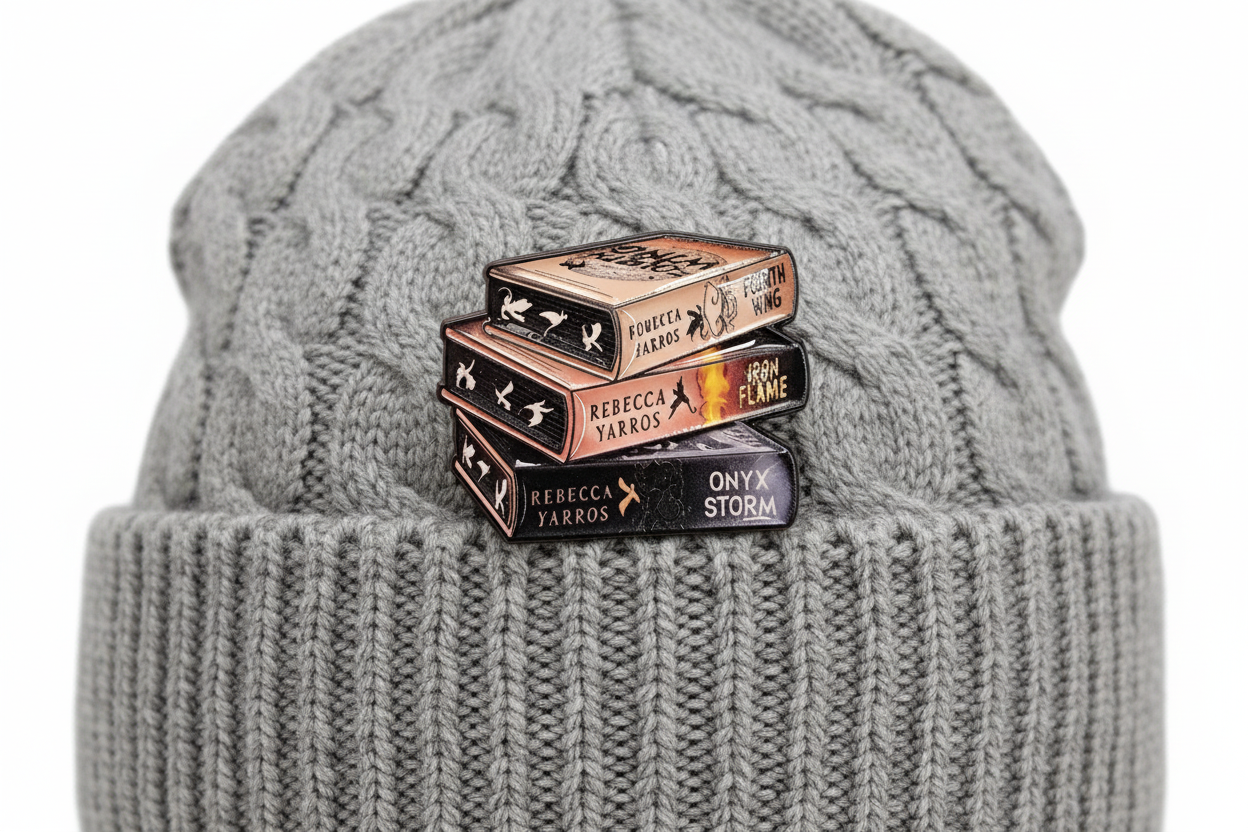 Fourth Wing Book Stack Enamel Pin - Fantasy Book Pin for BookTok Lovers, Dragon Rider Inspired Bookish Pin, Reader Gift