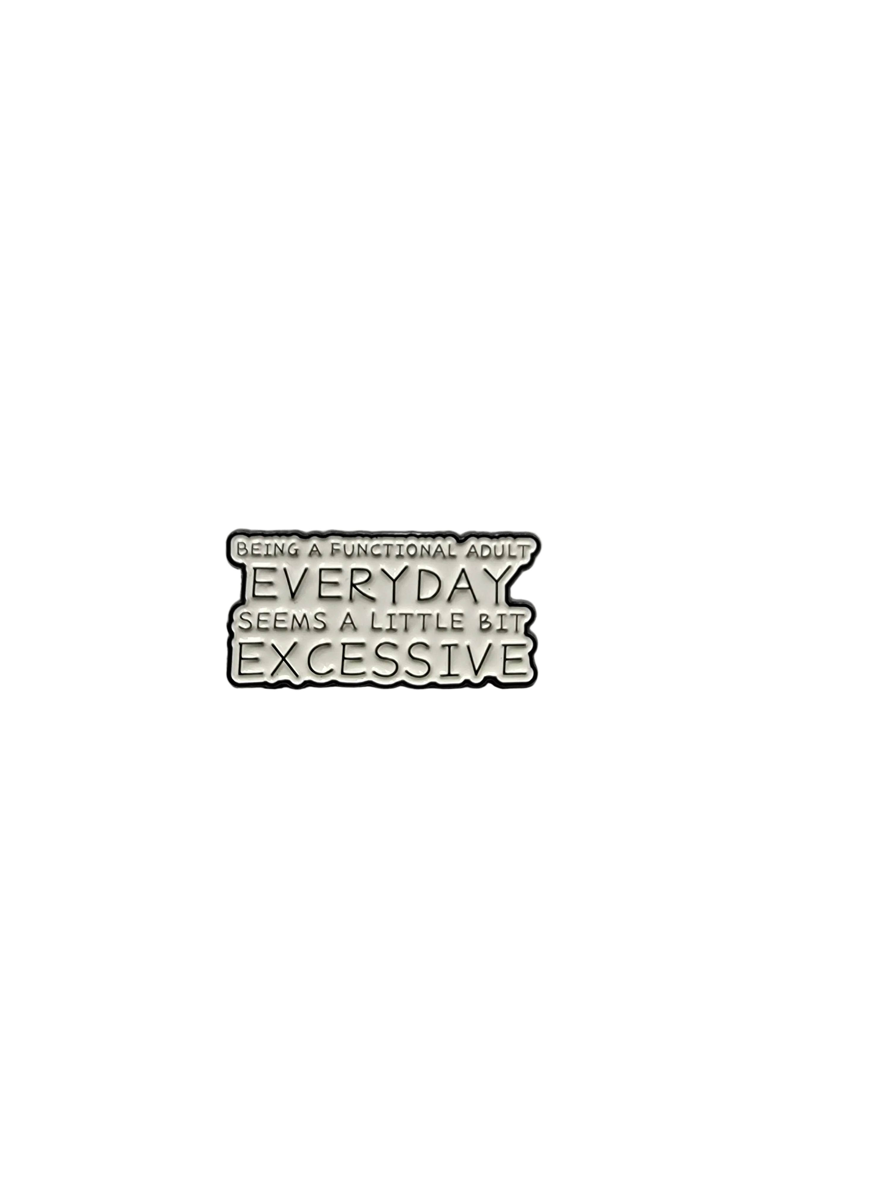 Metallic badge with text on a white background