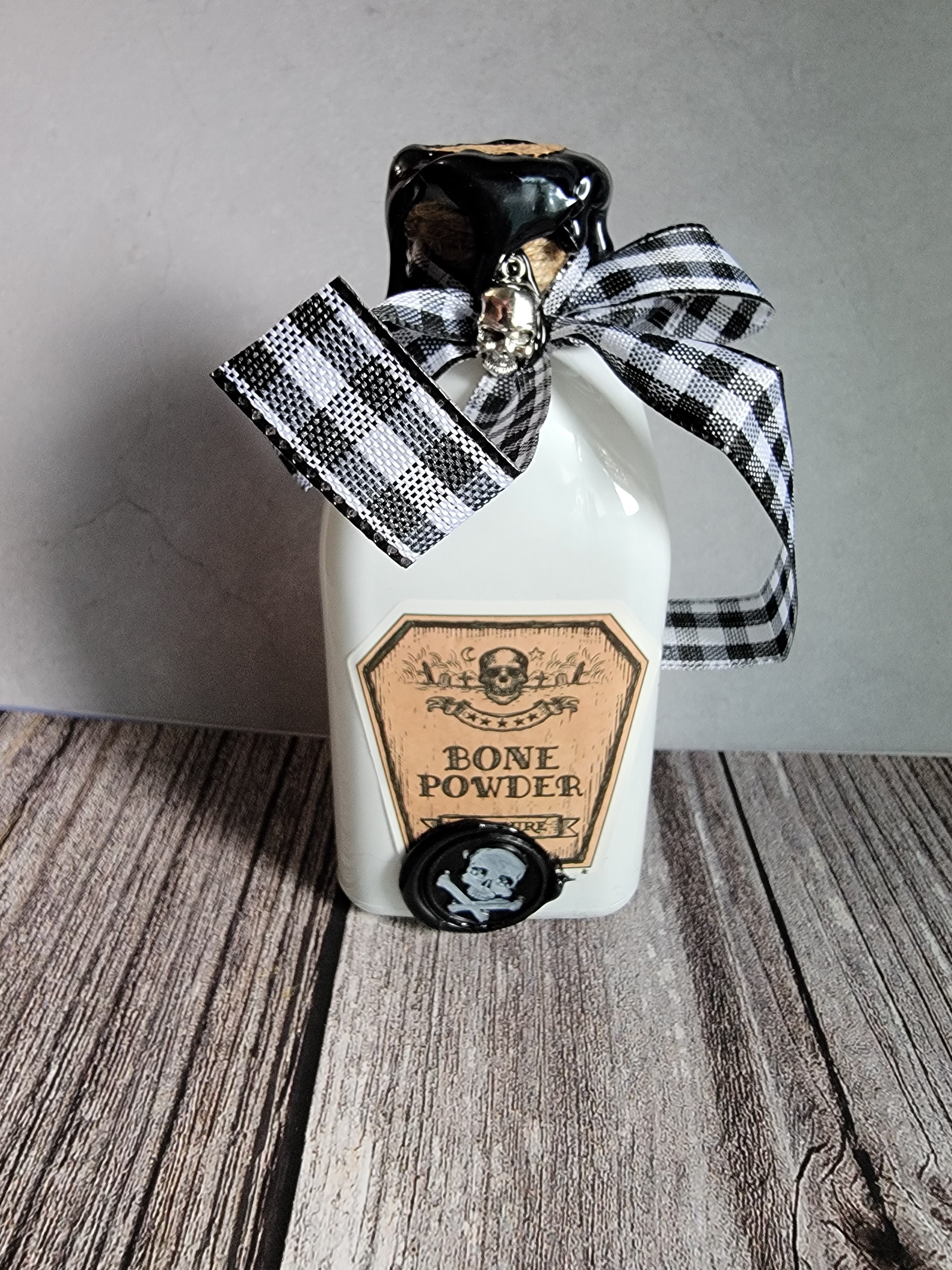 Bone Powder Halloween potion bottle for witches and dark academia aesthetics. 