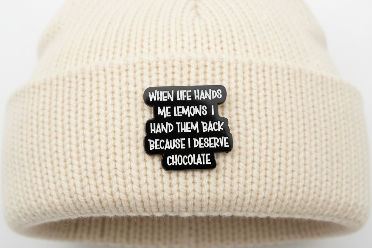 When Life Hands Me Lemons I Hand Them Back Because I Deserve Chocolate Enamel Pin - Funny Meme Pin, Sarcasm Gift