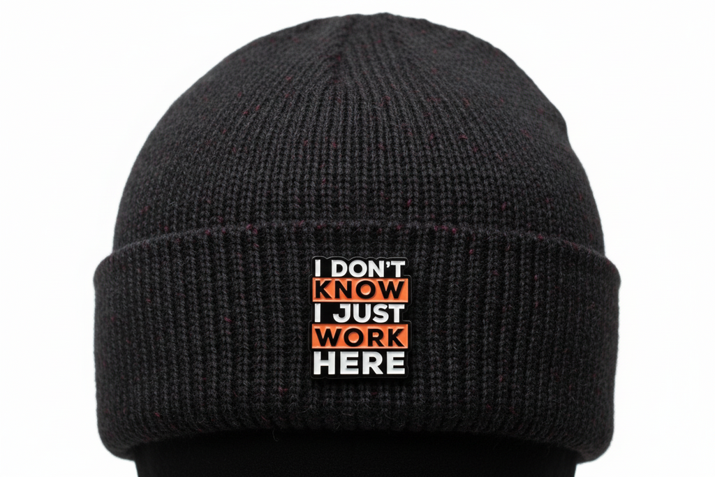 I Just Work Here Enamel Pin – Funny Office Humor Lapel Pin – Sarcastic Coworker Gift