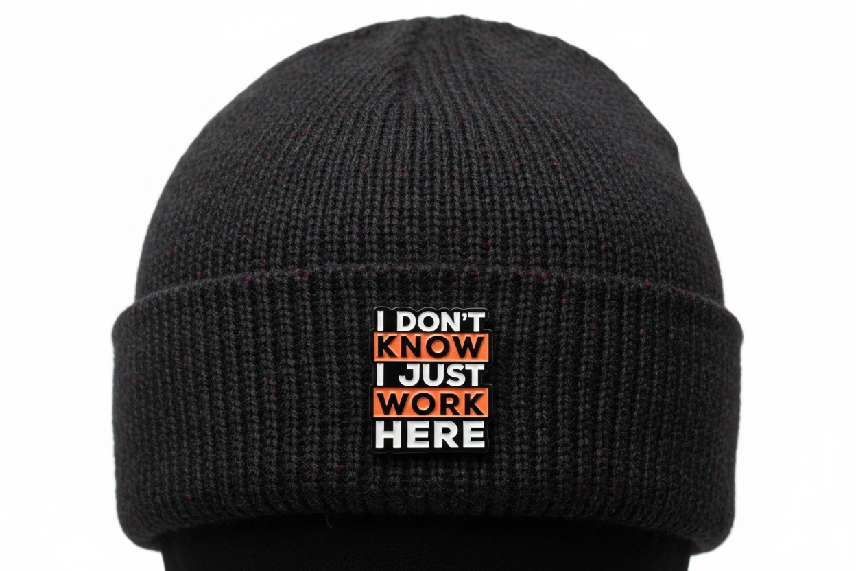 I Just Work Here Enamel Pin – Funny Office Humor Lapel Pin – Sarcastic Coworker Gift