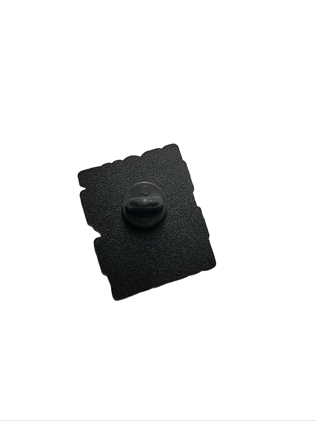 Black square patch with a central button on a light gray background