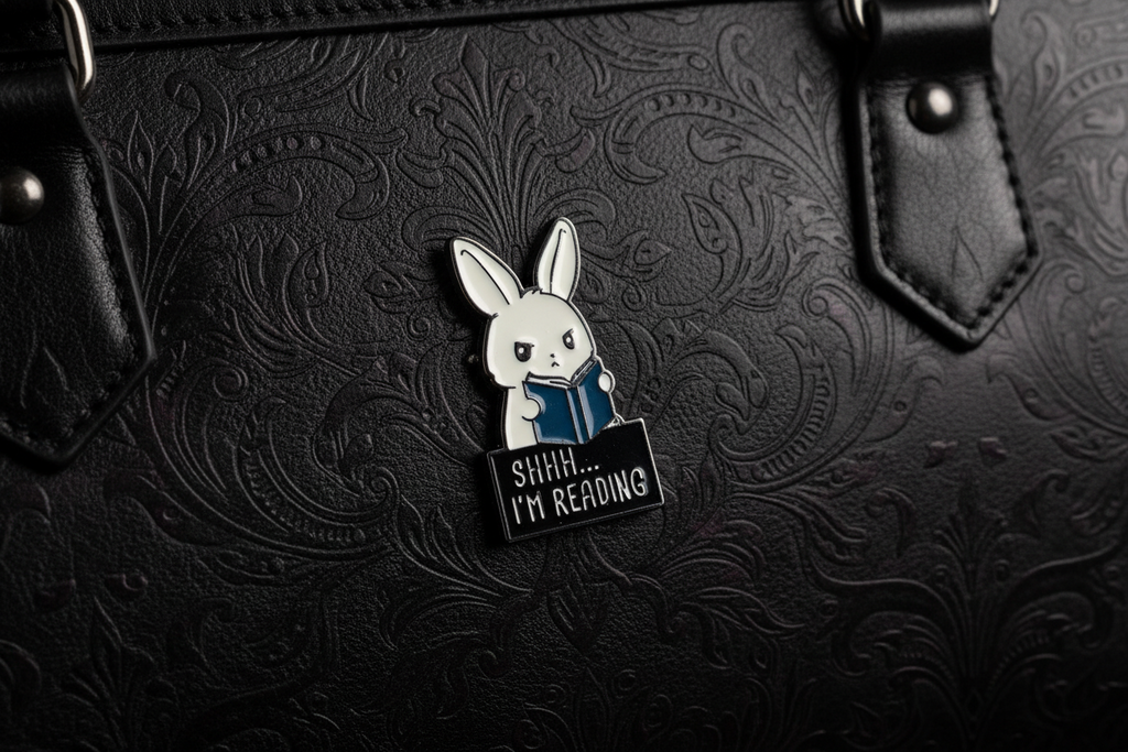 Shhhh! I'm Reading Enamel Pin - Cute Bunny Pin, Book Lover Gift, Bookbag and Lapel Pin