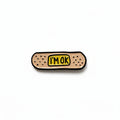 I'm Okay enamel pin featuring bandage design, mental health awaremess gift for jackets and bags
