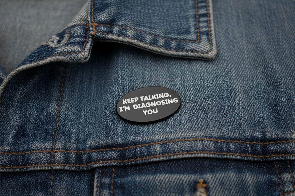 Keep Talking I'm Diagnosing You Enamel Pin - Funny Meme Pin, Friend Gift, Lapel and Bookbag Pin
