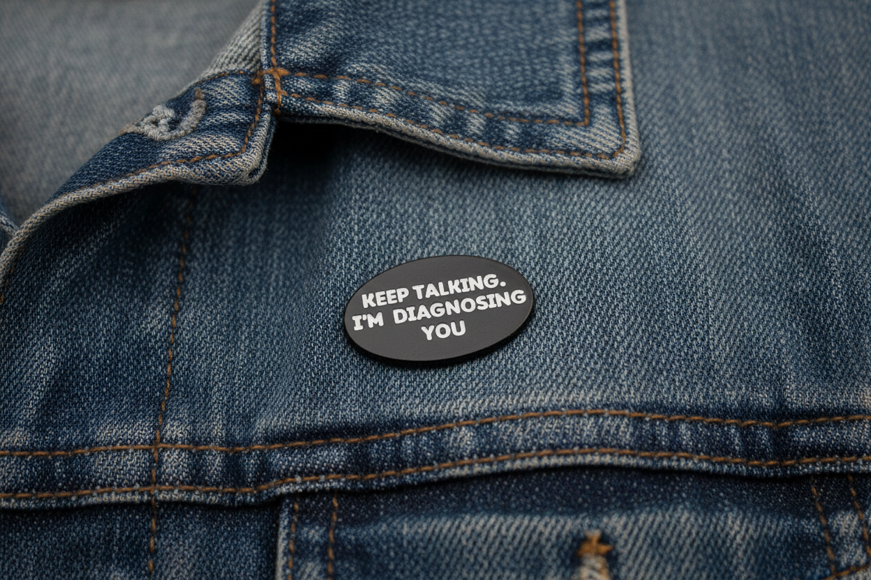 Keep Talking I'm Diagnosing You Enamel Pin - Funny Meme Pin, Friend Gift, Lapel and Bookbag Pin