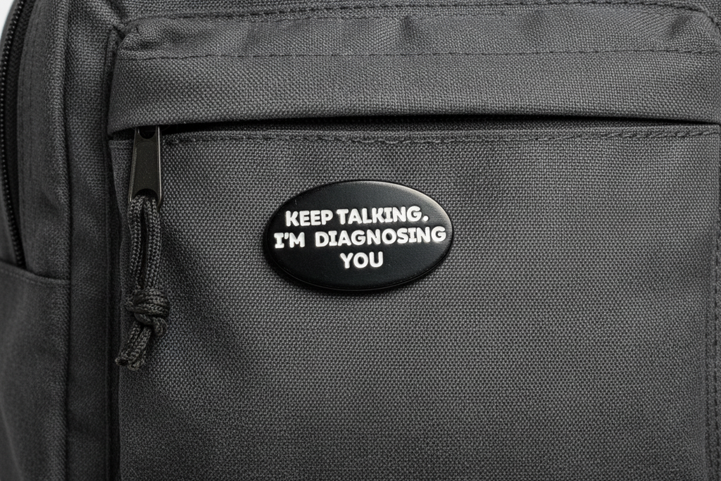 Keep Talking I'm Diagnosing You Enamel Pin - Funny Meme Pin, Friend Gift, Lapel and Bookbag Pin