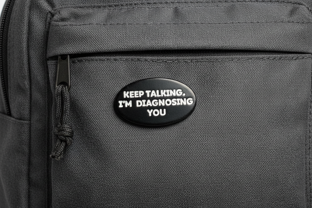 Keep Talking I'm Diagnosing You Enamel Pin - Funny Meme Pin, Friend Gift, Lapel and Bookbag Pin
