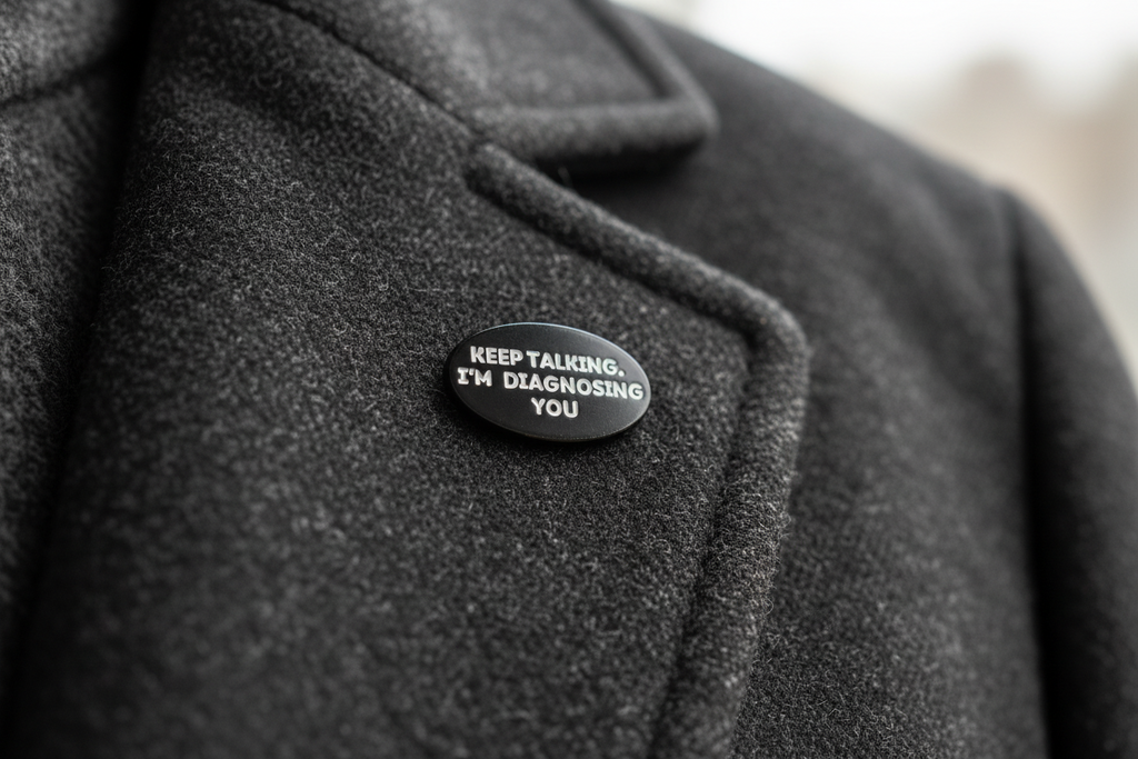 Keep Talking I'm Diagnosing You Enamel Pin - Funny Meme Pin, Friend Gift, Lapel and Bookbag Pin